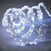 Indoor LED Garland Ponytail 200LED Diodes 2M 10 Strands Cold White for Home Dew 10 Strings of 2 Meters USB Cold White