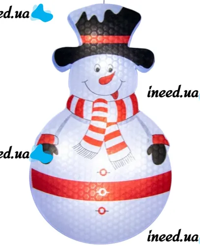 Внутренняя гирлянда штора Xmas 3D фигурки снеговика и снежинки Холодный белый 3x0.7м 95L W, Новогодняя 300x70 см на окно холодная белая от сети