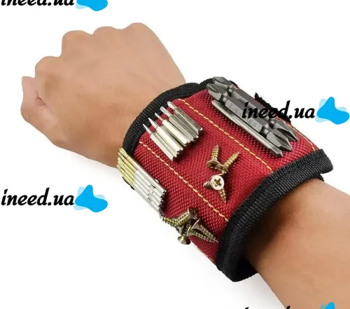 Будівельний універсальний магнітний браслет Magnetic Tool Wristband для утримання гвинтів цвяхів свердел з 3 магнітними пластинами для дрібних деталей