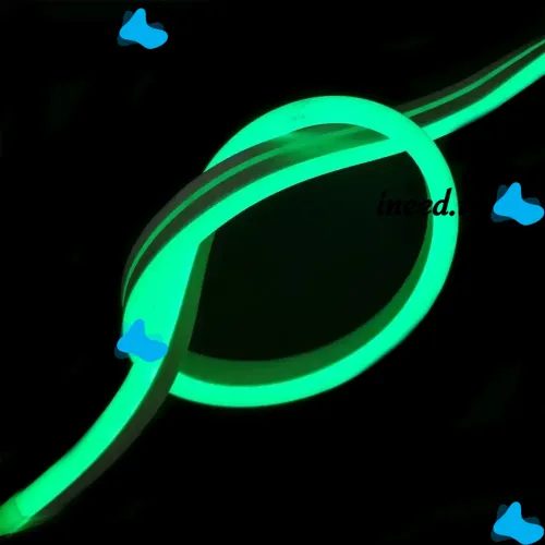 Світлодіодна силіконова стрічка LED NEON Green 0764 5 м з блоком живлення IP65, універсальна неонова гнучка підсвітка 12v-220v 5M в силіконі Зелена