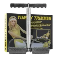 Пружинный эспандер Tummy Trimmer L1013 для мышц рук, живота и спины с креплением для ног, Спортивный тренажер Тами Тример для укрепления тела Черный