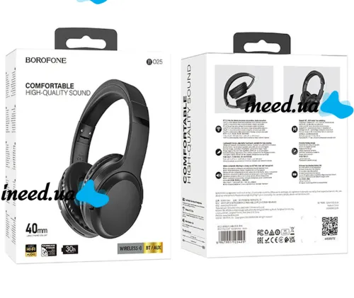 Накладні бездротові навушники Bluetooth Borofone BO25 Rhyme, повнорозмірні блютуз стереонавушники Борофон 300mah з мікрофоном і регулюванням довжини