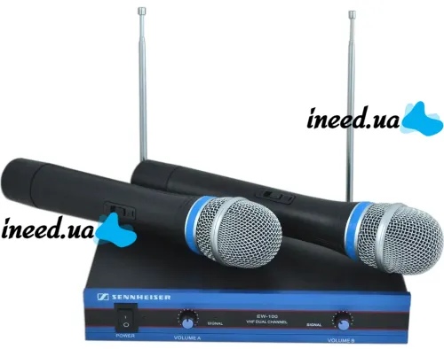 Бездротовий комплект з 2-х мікрофонів Sennheiser EW - 100 радіосистема два радіомікрофона і база