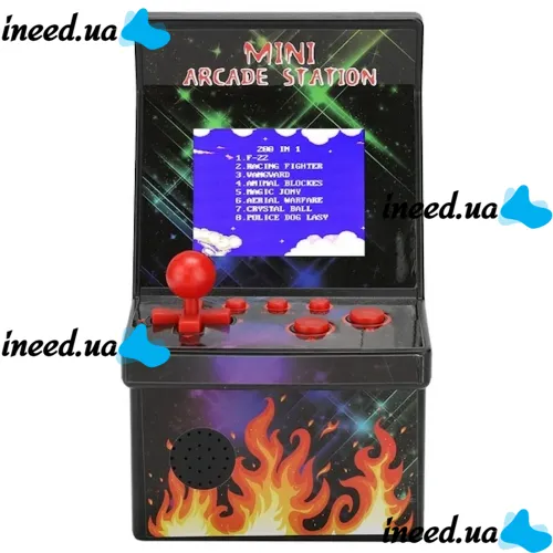 Retro Children's Game console Mini Arcade Station A2 Slot Machine with 200 built-in battery-powered games, 8bit console with 2.5 inch battery screen