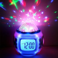 Настільний годинник-проектор Music And Starry Sky Calendar 1038 з LED підсвічуванням, музичний нічник проектор зоряного нічного неба світильник білий