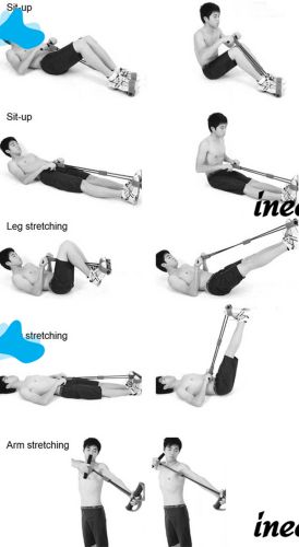 Пружинный эспандер Tummy Trimmer L1013 для мышц рук, живота и спины с креплением для ног, Спортивный тренажер Тами Тример для укрепления тела Черный