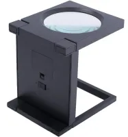 Zhongdi MG14116-A 2.5X Jewelry Square Magnifier with Backlight and Measuring Scale Folding Magnifying Glass 110mm on Battery Stand