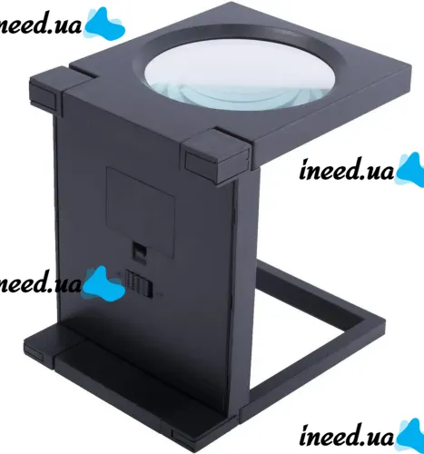 Zhongdi MG14116-A 2.5X Jewelry Square Magnifier with Backlight and Measuring Scale Folding Magnifying Glass 110mm on Battery Stand
