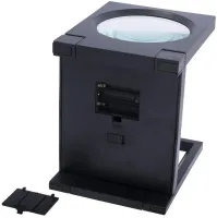 Zhongdi MG14116-A 2.5X Jewelry Square Magnifier with Backlight and Measuring Scale Folding Magnifying Glass 110mm on Battery Stand