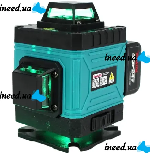 Лазерний 4D 16-лінійний зелений нівелір Makita SKR200Z 24V 5Ah, самовирівнюється рівень Макіта для вимірювання перетину 16 променів на 360 в кейсі