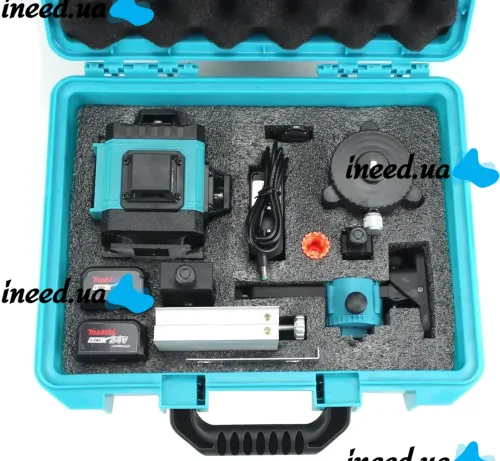 Лазерний 4D 16-лінійний зелений нівелір Makita SKR200Z 24V 5Ah, самовирівнюється рівень Макіта для вимірювання перетину 16 променів на 360 в кейсі