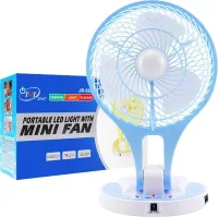 Desktop Folding Fan with Lamp Handy Mini Fan JR-5580 12V 220V with LED Backlight from 18650 Batteries Rechargeable Mini Fan