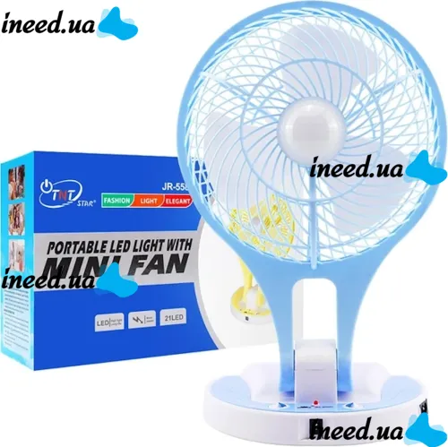 Desktop Folding Fan with Lamp Handy Mini Fan JR-5580 12V 220V with LED Backlight from 18650 Batteries Rechargeable Mini Fan