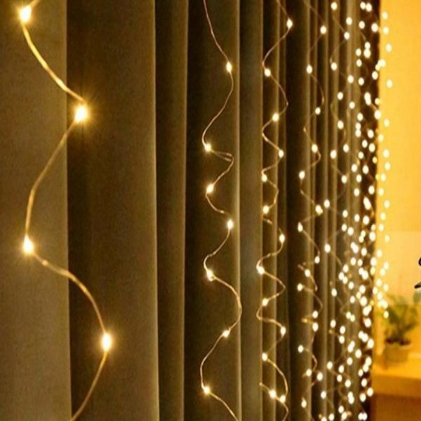 Indoor Waterfall Curtain Garland Warm White 3x2m Copper on Copper Wire Dew Drop 200 Diodes 7908 LED Xmas LED WW-9 3mx2m