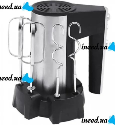 Manual kitchen mixer Domotec R.6629A for kneading dough with 2 types of nozzles on a stand 800W, Electric dough mixer Domotek 800W 5 speeds