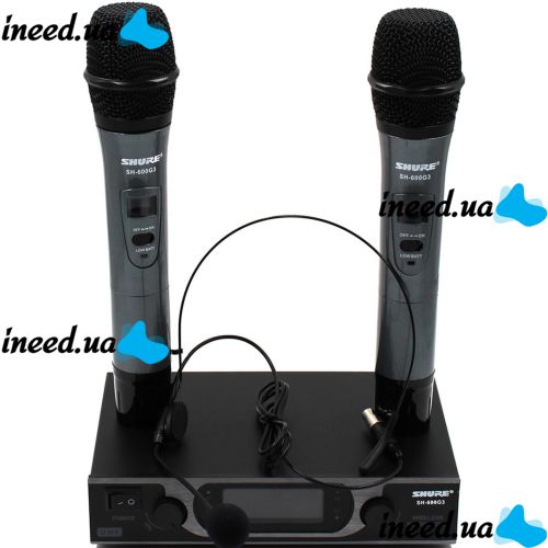 Радіосистема Shure SH-600g3, база, 2 мікрофони, гарнітура бездротова професійна радіосистема з двома мікрофонами і базою