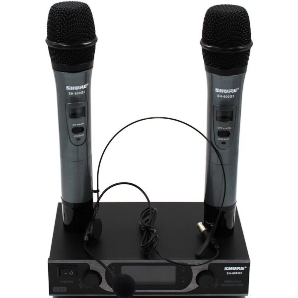 Радиосистема Shure SH-600G3, база, 2 микрофона, гарнитура беспроводная профессиональная радиосистема с двумя микрофонами и базой