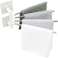 Universal Wall Mounted Bathroom Towel Rack 4-Bar Towel Rack for 4 towels, Rack Towel Organizer 4 Holders White