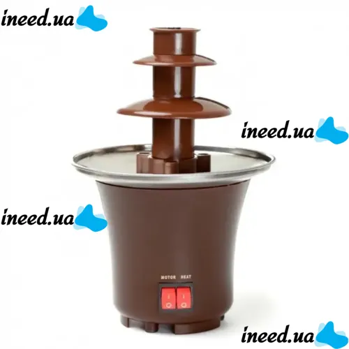 Шоколадный фонтан Фондю Mini Chocolate Fondue Fountain LY-280 на 2 яруса 60W, Фондюшница мини фонтан для шоколада из пищевой нержавейки, Коричневый