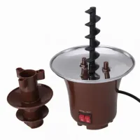 Шоколадный фонтан Фондю Mini Chocolate Fondue Fountain LY-280 на 2 яруса 60W, Фондюшница мини фонтан для шоколада из пищевой нержавейки, Коричневый