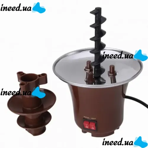 Шоколадный фонтан Фондю Mini Chocolate Fondue Fountain LY-280 на 2 яруса 60W, Фондюшница мини фонтан для шоколада из пищевой нержавейки, Коричневый