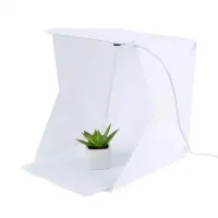 Folding photo box NJ-0065 with Led-lighting 22x22x22 cm for subject shooting, Lightbox for macro photography, Mini photo studio 2 backgrounds