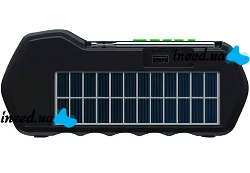 Беспроводная Bluetooth колонка фонарь Solar GDLite GD-11 1500 mAh с солнечной панелью, Аккумуляторный радиоприемник с фонариком FM Power Bank Зеленый