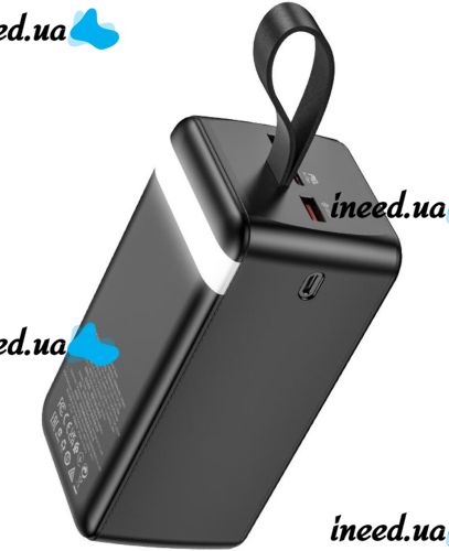 Зовнішній акумулятор Borofone Power Bank BJ14D 50000mah Black на 2 USB 22.5 W і USB-C 20W, УМБ Повербанк батарея з ремінцем для зарядки телефону Чорний