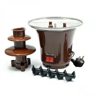 Шоколадный фонтан Фондю Mini Chocolate Fondue Fountain LY-280 на 2 яруса 60W, Фондюшница мини фонтан для шоколада из пищевой нержавейки, Коричневый