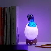 Children's table lamp Sunroz 3D dinosaur lamp, Children's Rechargeable RGB Lamp Night Light Dinosaur in an egg on a stand 16 colors with remote Control
