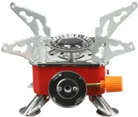 Tourist gas burner stove taganok Kovar MB-K202 for cooking with collet mounting for gas cylinders and piezo ignition Red