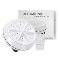 Портативная ультразвуковая мини стиральная машина Ultrasonic Turbine Wash 523-1 с кабелем USB, Машинка для стирки от повербанка Белая