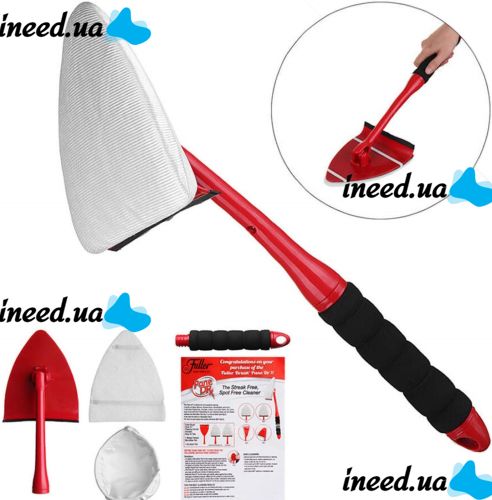 Універсальна щітка Pane DR by Fuller Brush для миття вікон і стекол з телескопічною ручкою, щітка скребок для чищення дзеркал з насадками Червоний