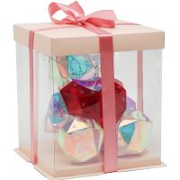 Crystal Teddy Bear with Heart Love Bear Red 3D LED Lighted 25 cm, LED Holographic Lighted Teddy Bear with Heart by USB Red