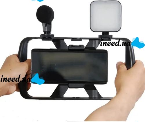 Live Broadcast TL-49T 4in1 phone cage tripod with Led light and microphone, Monopod smartphone holder with remote control for selfies and video