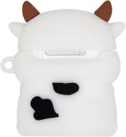 Захисний протиударний чохол Case 3D Cute Cow корівка для навушників Apple AirPods Pro 1, 2 силіконовий кейс Корівка з повним захистом і карабіном