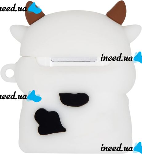 Захисний протиударний чохол Case 3D Cute Cow корівка для навушників Apple AirPods Pro 1, 2 силіконовий кейс Корівка з повним захистом і карабіном