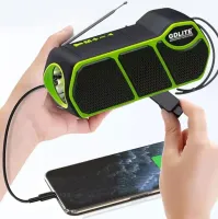 Беспроводная Bluetooth колонка фонарь Solar GDLite GD-11 1500 mAh с солнечной панелью, Аккумуляторный радиоприемник с фонариком FM Power Bank Зеленый