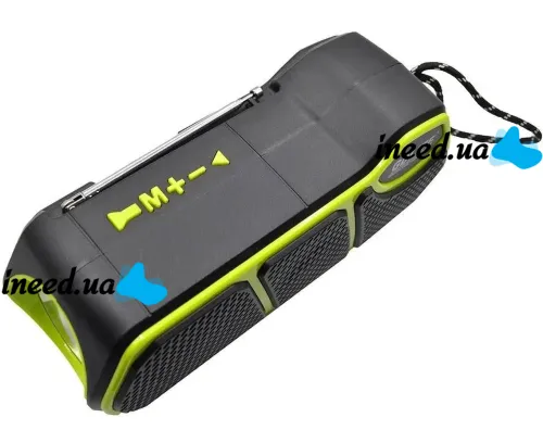 Беспроводная Bluetooth колонка фонарь Solar GDLite GD-11 1500 mAh с солнечной панелью, Аккумуляторный радиоприемник с фонариком FM Power Bank Зеленый