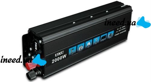 Автомобильный инвертор UKC AC/DC 12V-220V 2000W, авто преобразователь тока 12В 220В 2000Вт (12V 220V)
