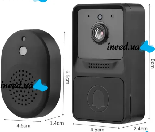 Wireless Video Doorbell Intercom Wi-Fi Mini Doorbell AiWit T2 Mini 720p for Home, Cordless WIFI Doorbell with Camera Android iOS Black