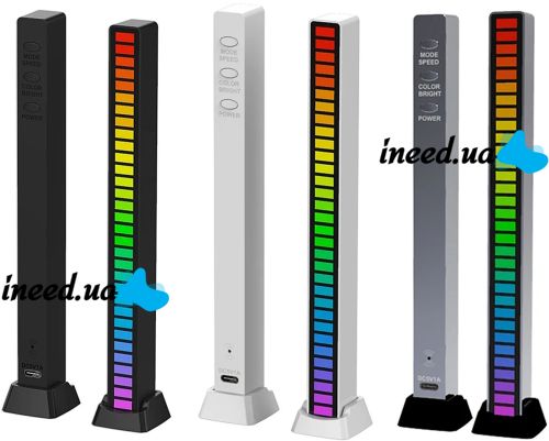 Музичний світильник Еквалайзер Sound Control Lamp D08-RGB світлодіодна звукова 32 LED лампа з підсвічуванням під музику і підставкою від мережі USB