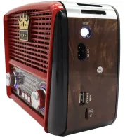 Rechargeable FM Radio Receiver MP3 Speaker Golon RX-455S SOLAR USB+SD with Solar Panel, Portable FM Radio Receiver 6W with Battery Red