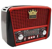 Rechargeable FM Radio Receiver MP3 Speaker Golon RX-455S SOLAR USB+SD with Solar Panel, Portable FM Radio Receiver 6W with Battery Red