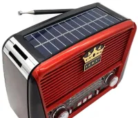 Rechargeable FM Radio Receiver MP3 Speaker Golon RX-455S SOLAR USB+SD with Solar Panel, Portable FM Radio Receiver 6W with Battery Red
