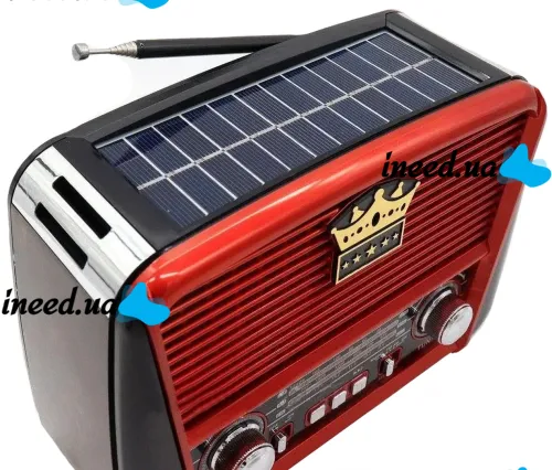 Rechargeable FM Radio Receiver MP3 Speaker Golon RX-455S SOLAR USB+SD with Solar Panel, Portable FM Radio Receiver 6W with Battery Red