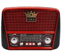 Rechargeable FM Radio Receiver MP3 Speaker Golon RX-455S SOLAR USB+SD with Solar Panel, Portable FM Radio Receiver 6W with Battery Red