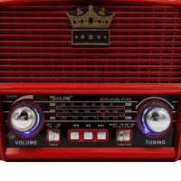 Rechargeable FM Radio Receiver MP3 Speaker Golon RX-455S SOLAR USB+SD with Solar Panel, Portable FM Radio Receiver 6W with Battery Red