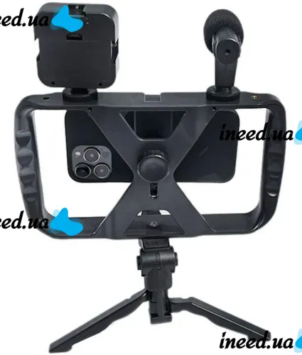Live Broadcast TL-49T 4in1 phone cage tripod with Led light and microphone, Monopod smartphone holder with remote control for selfies and video