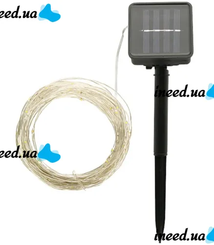 Уличная светодиодная гирлянда Solar String Lights 22 метра 200 LED диодов Теплый белый Роса Warm light с солнечной панелью для деревьев и веранд